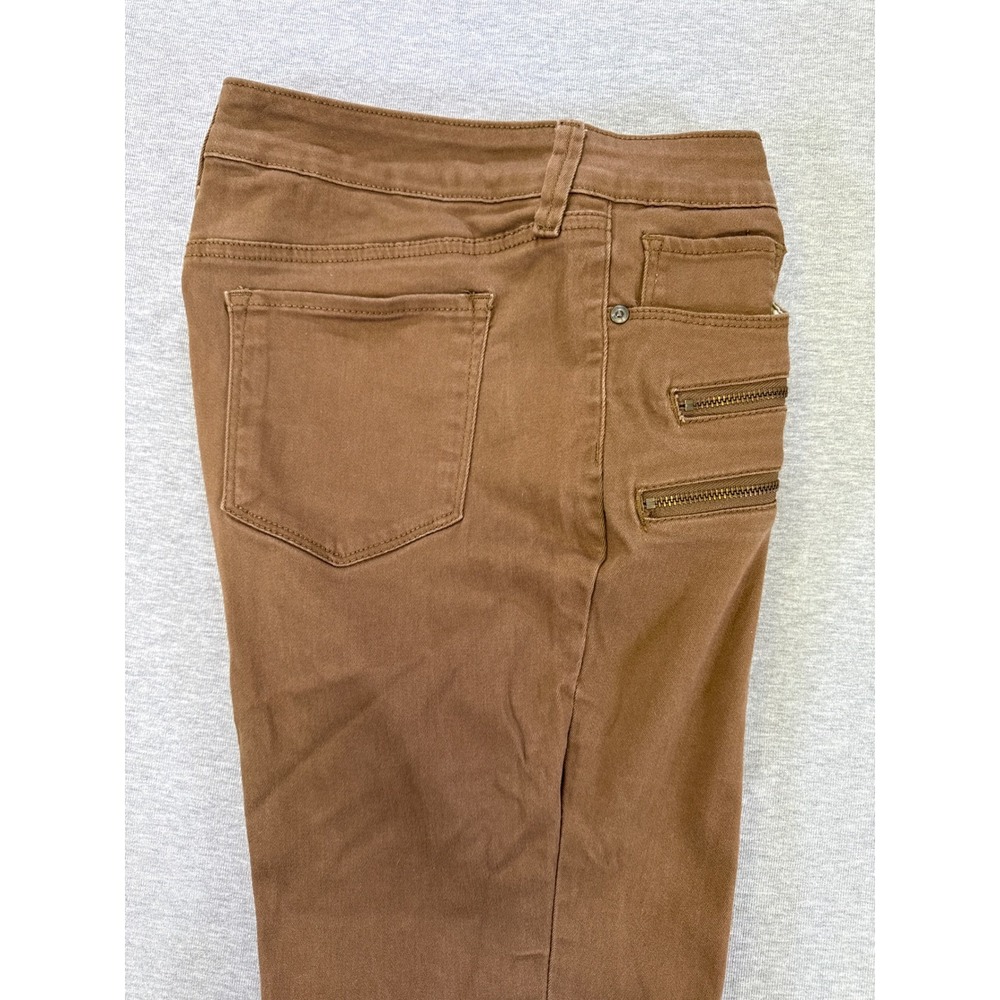 Style & Co Denim Womens Brown Skinny Leg‎ Multi-Zipper Pocket Pants Size 12